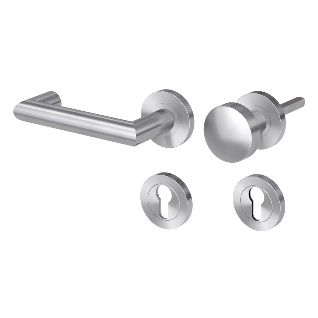 knob handle rose set LUCIA PROF screw on panic rose set round knob R2 38-50mm brushed steel L