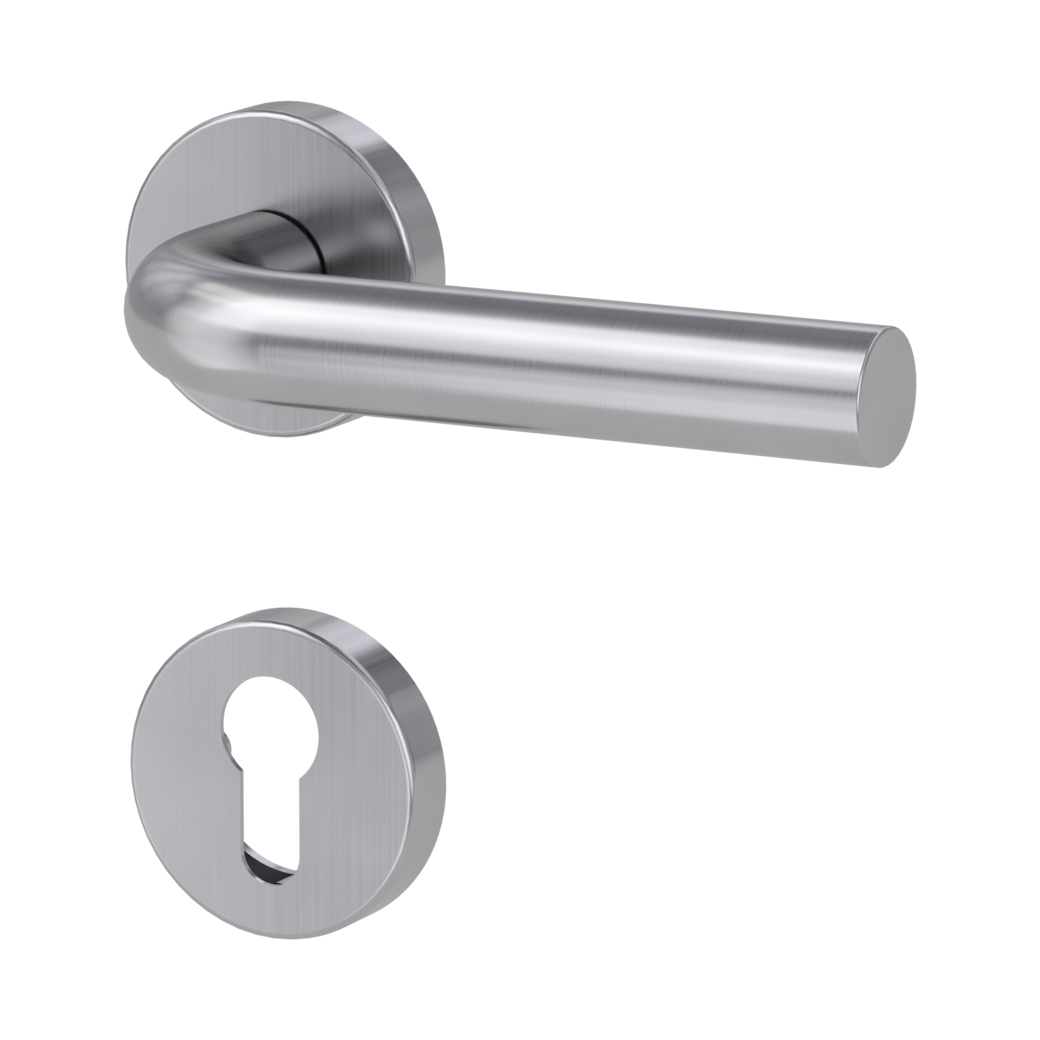 door handle set DANIELA clip on cl3 rose set round euro profile brushed steel