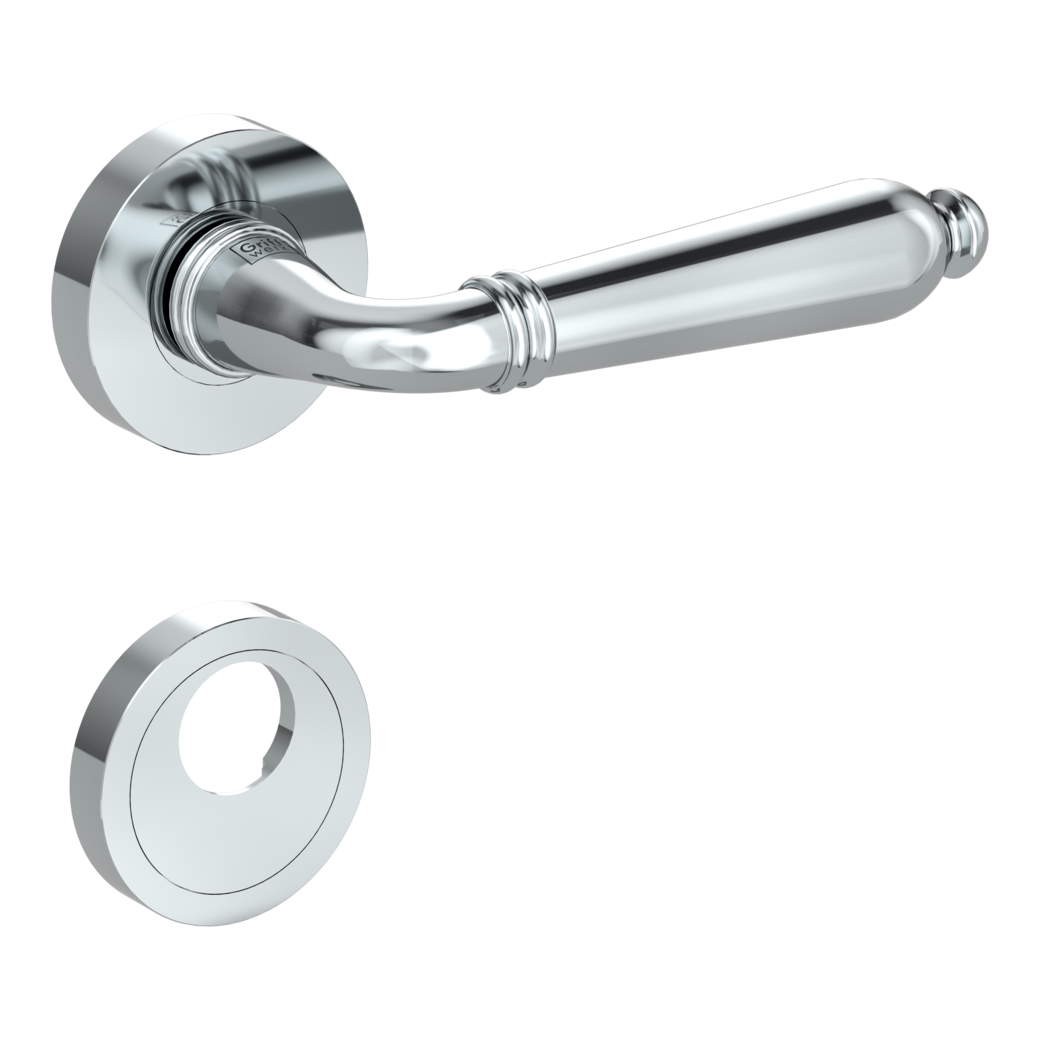 door handle set CAROLA screw on cl4 rose set round swiss profile chrome