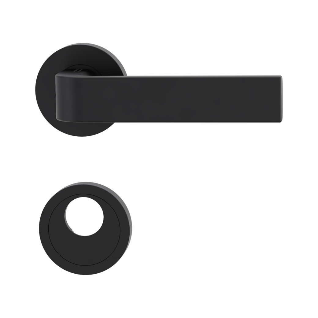 door handle set GRAPH screw on cl4 rose set round swiss profile graphite black