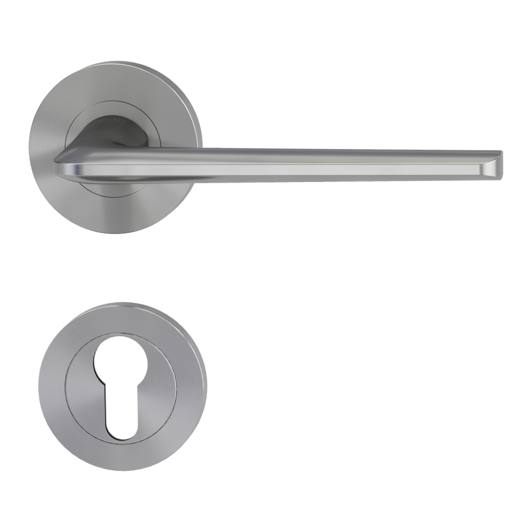 REMOTE door handle set Screw-on system GK4 round escutcheons Profile cylinder velvet grey