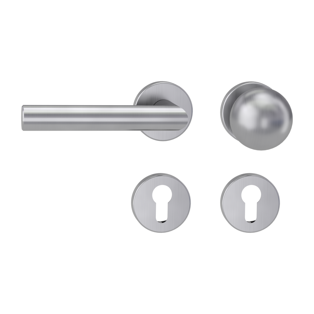 knob handle rose set LUCIA clip on cl3 rose set round knob R4 brushed steel L