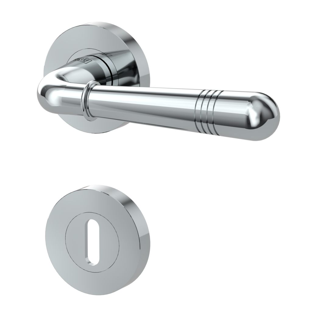 FABIA door handle set Screw-on system GK4 round escutcheons Cipher bit chrome