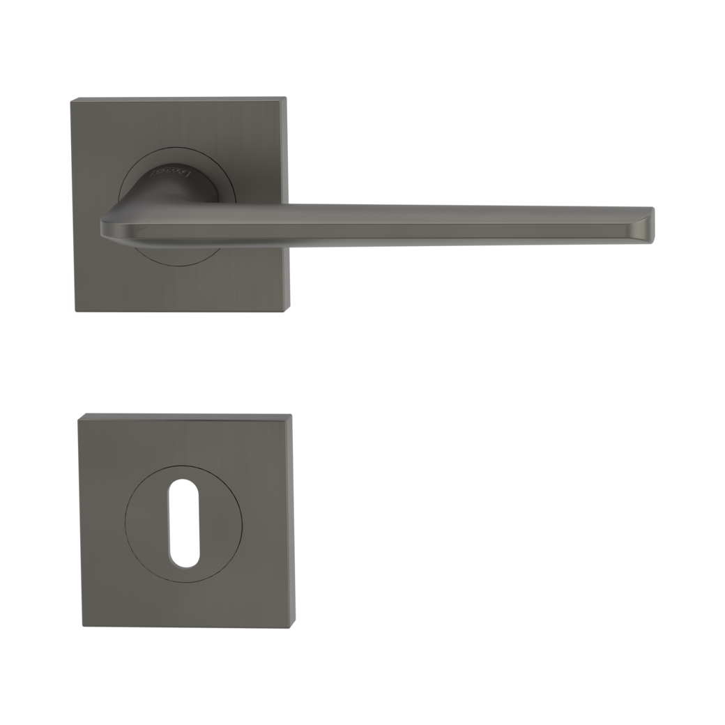 REMOTE door handle set Screw-on sys.GK4 straight-edged escut. Cipher bit cashmere grey