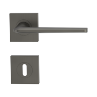 Isolated product image in perfect product view shows the GRIFFWERK rose set square REMOTE in the version mortice lock - cashmere grey - screw on technique