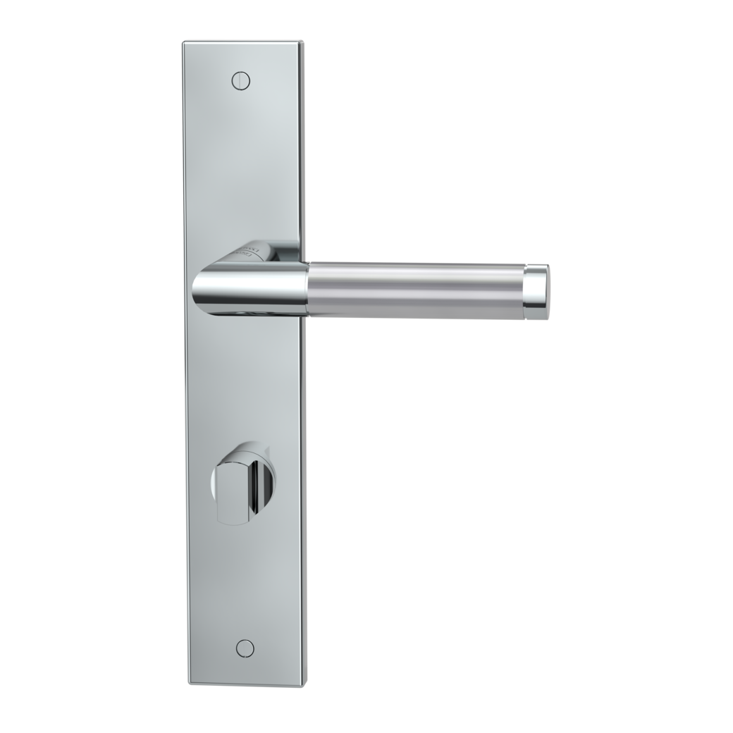 door handle set LOREDANO deco screw long plate square wc polished/brushed steel