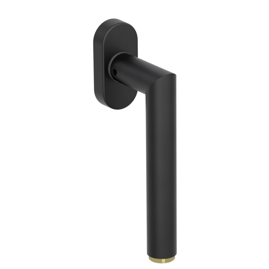 Silhouette product image in perfect product view shows the Griffwerk window handle LUCIA SELECT in the version unlockable, graphite black/brass