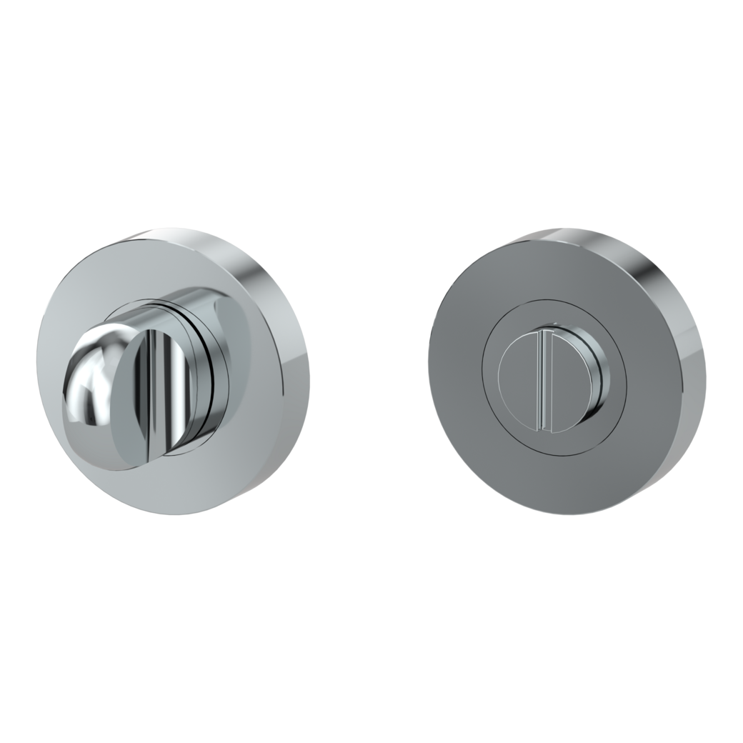 Schlüsselrosettenpaar Zink rund mit Zierring WC Schraubtechnik Chrom-Nickelmatt