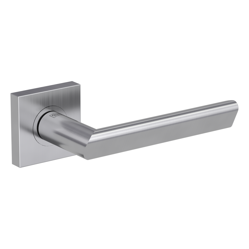 TRI 134 door handle set Screw-on sys.GK3 straight-edged escut. OS satin stainless steel