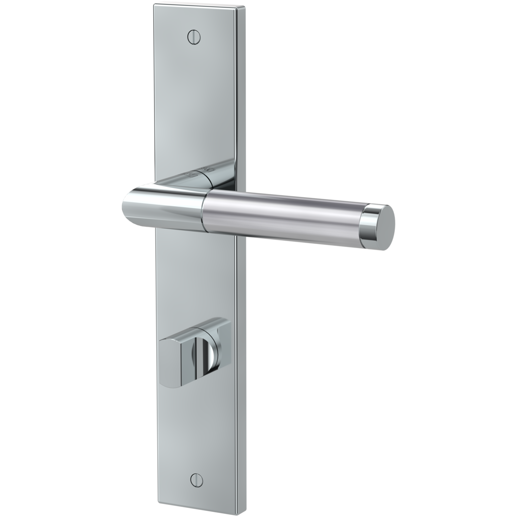 door handle set LOREDANO deco screw long plate square wc polished/brushed steel