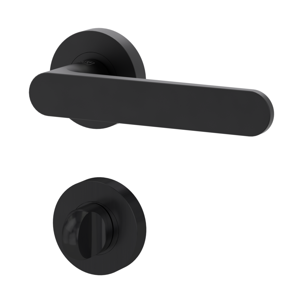 AVUS door handle set Screw-on system GK4 round escutcheons WC graphite black