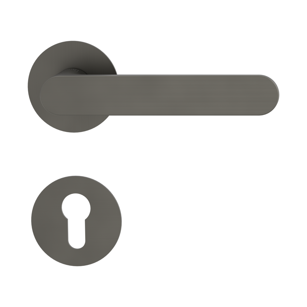 AVUS PIATTA S door handle set Flat escutcheons round Profile cylinder cashmere grey