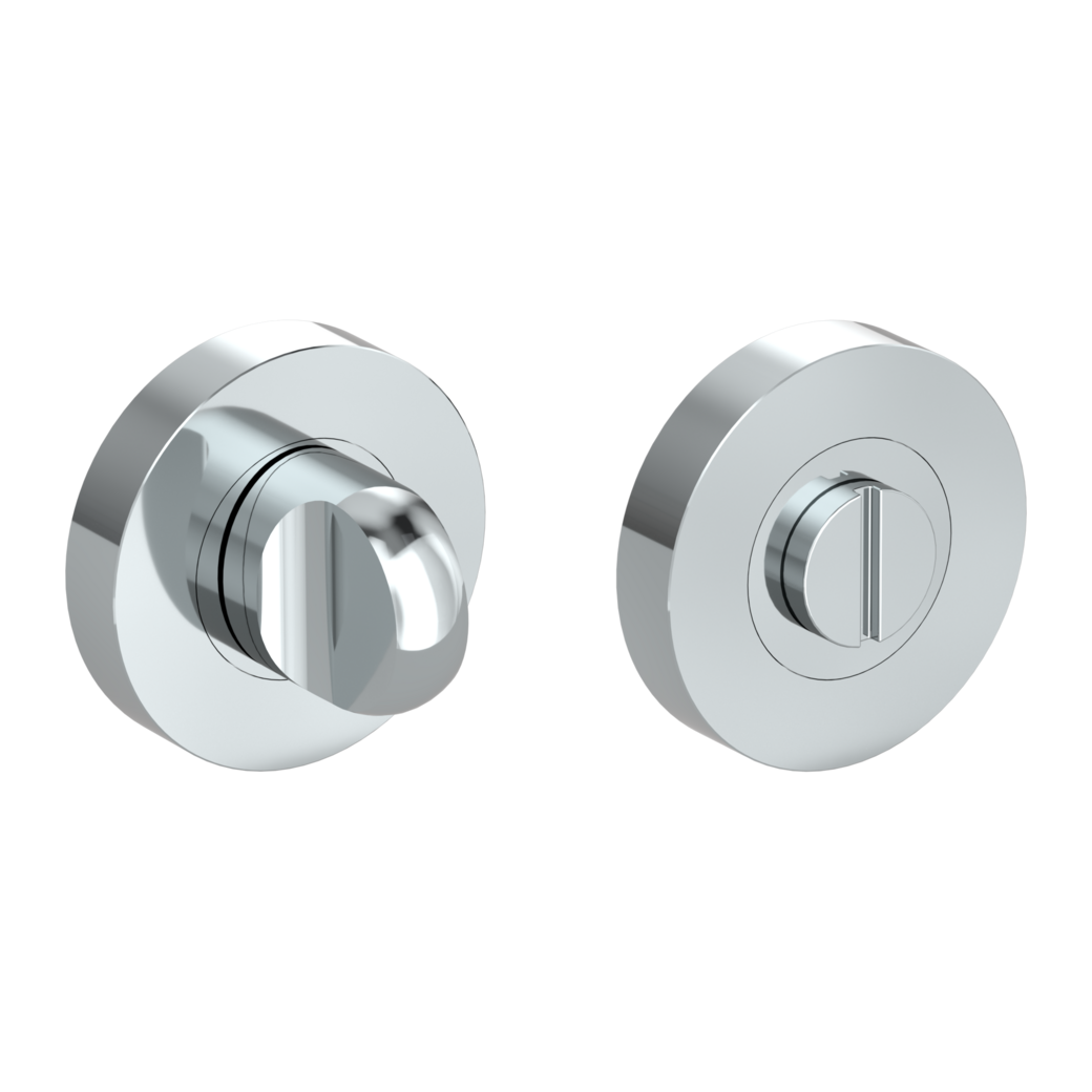 Schlüsselrosettenpaar Zink rund mit Zierring WC Schraubtechnik Chrom-Nickelmatt