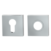 Silhouette product image in perfect product view shows the Griffwerk inner security rose set in the version polished steel, square, clip on