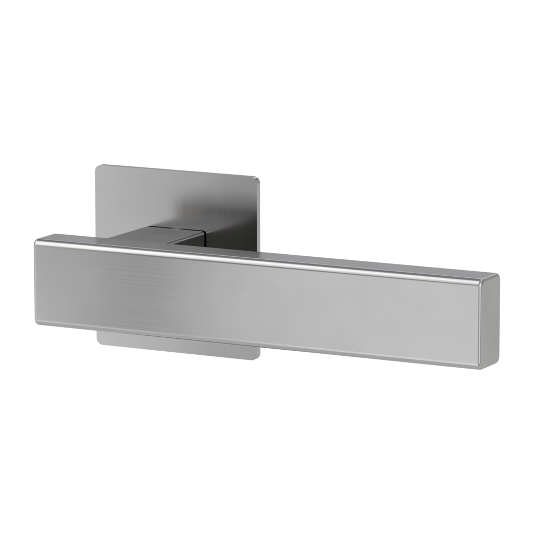 CUBICO PIATTA S QUATTRO door handle set Flat escutcheons straight-edged OS satin stainless steel