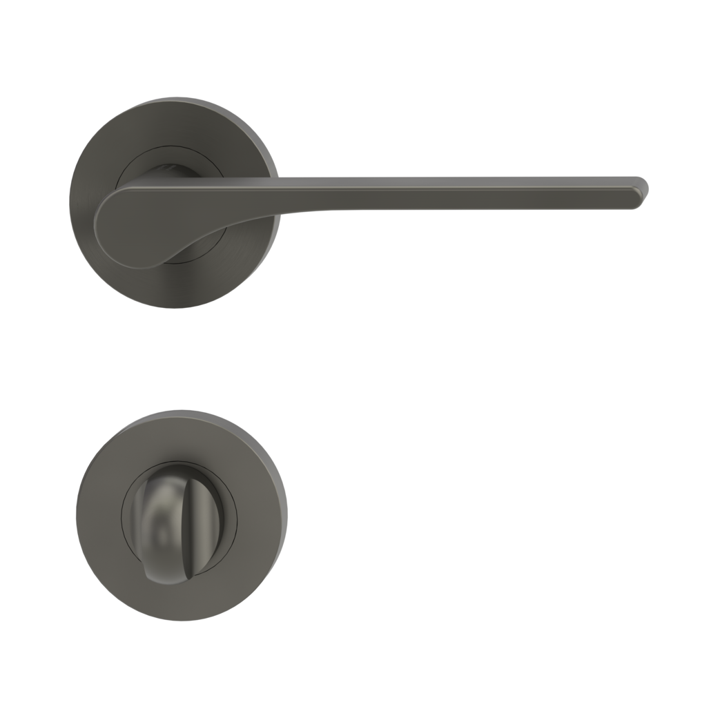 LEAF LIGHT door handle set Screw-on system GK4 round escutcheons WC cashmere grey