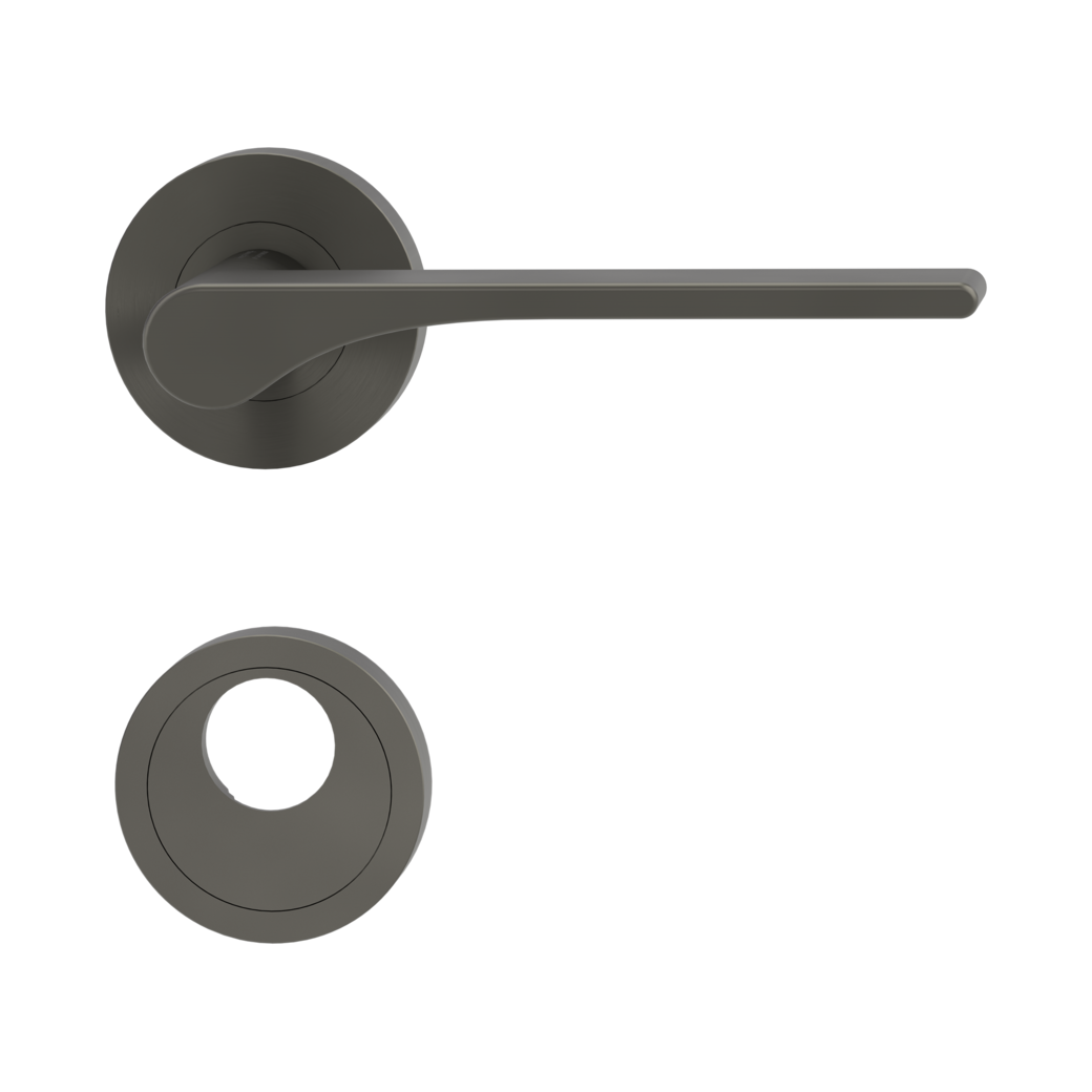 door handle set LEAF LIGHT screw on cl4 rose set round swiss profile cashmere grey