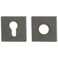 Silhouette product image in perfect product view shows the Griffwerk inner security rose set in the version cashmere grey, square with decoline, clip on