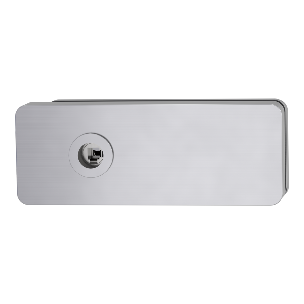 Glass door lock GATE unlockable L/R magnetic brushed steel look