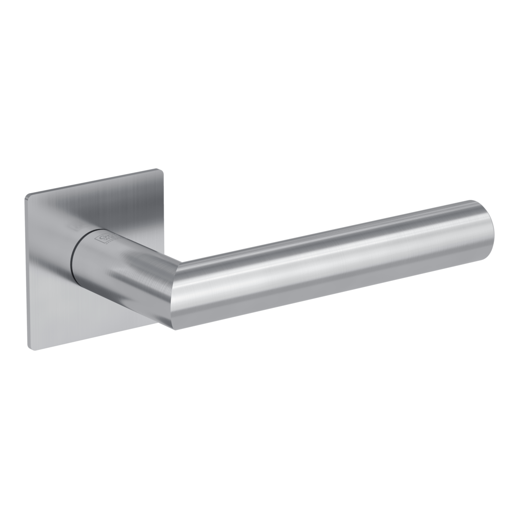 LUCIA PIATTA S QUATTRO door handle set Flat escutcheons straight-edged OS satin stainless steel