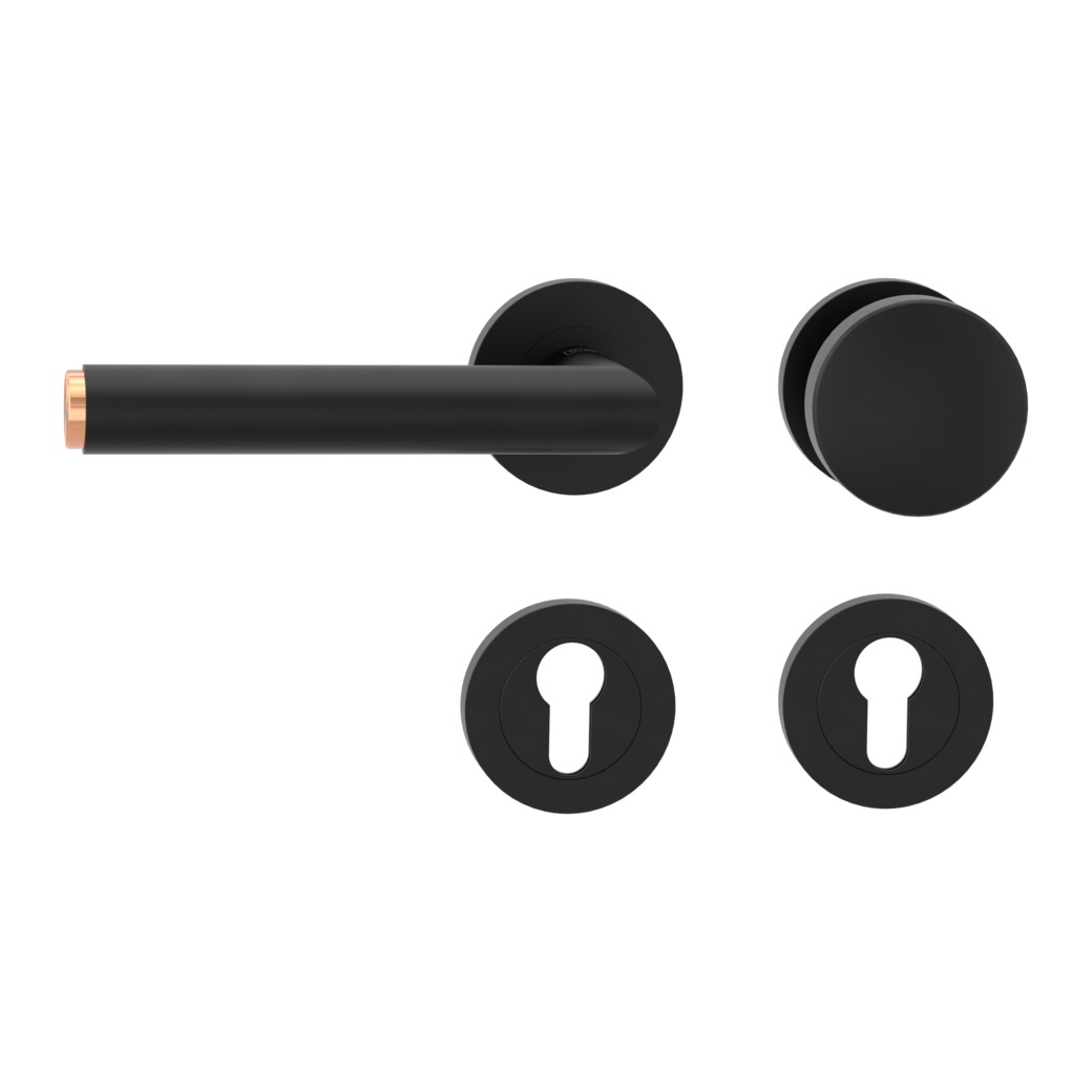 knob handle rose set LUCIA SELECT screw on cl3 rose set round knob R2 graphite black/copper L