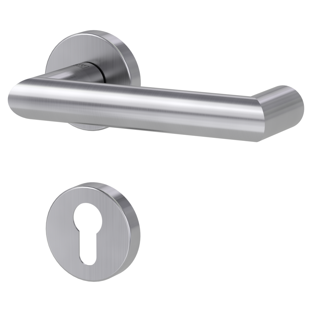 door handle set LUCIA clip on FP rose set round euro profile brushed steel