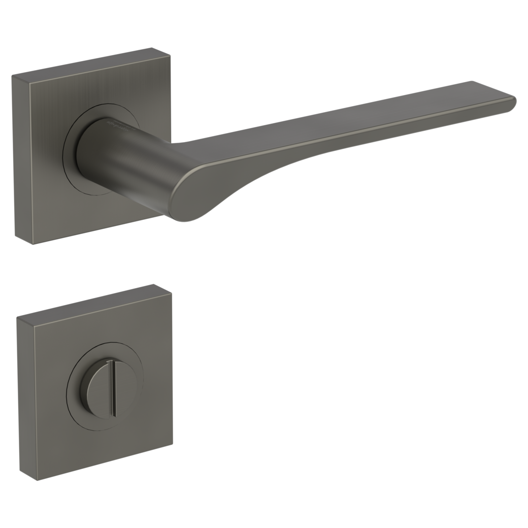 LEAF LIGHT door handle set Screw-on sys.GK4 straight-edged escut. WC cashmere grey