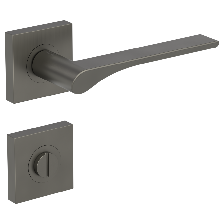 Isolated product image in the right-turned angle shows the GRIFFWERK rose set square LEAF LIGHT in the version turn and release - cashmere grey - screw on technique outside view