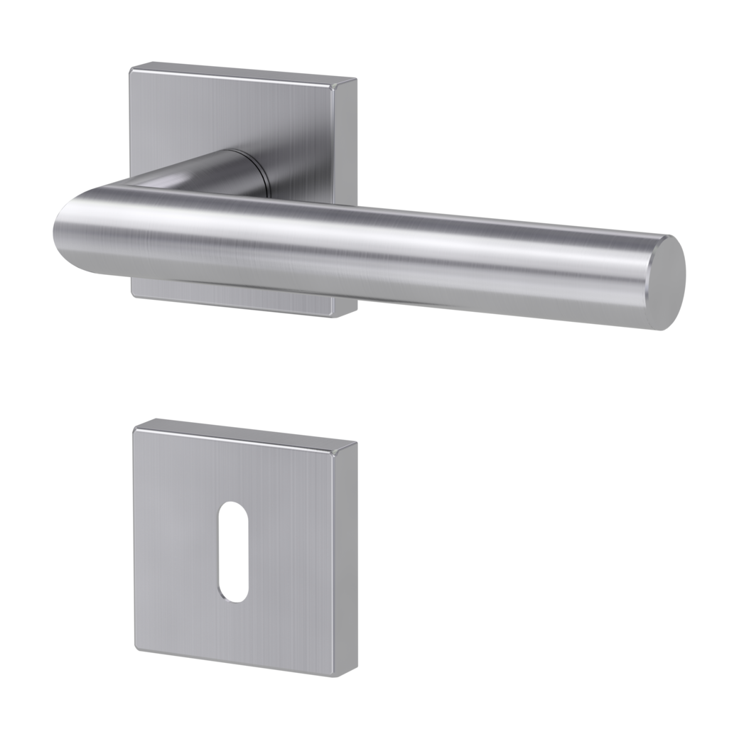 door handle set LUCIA SQUARE clip on cl3 rose set square mortice lock brushed steel