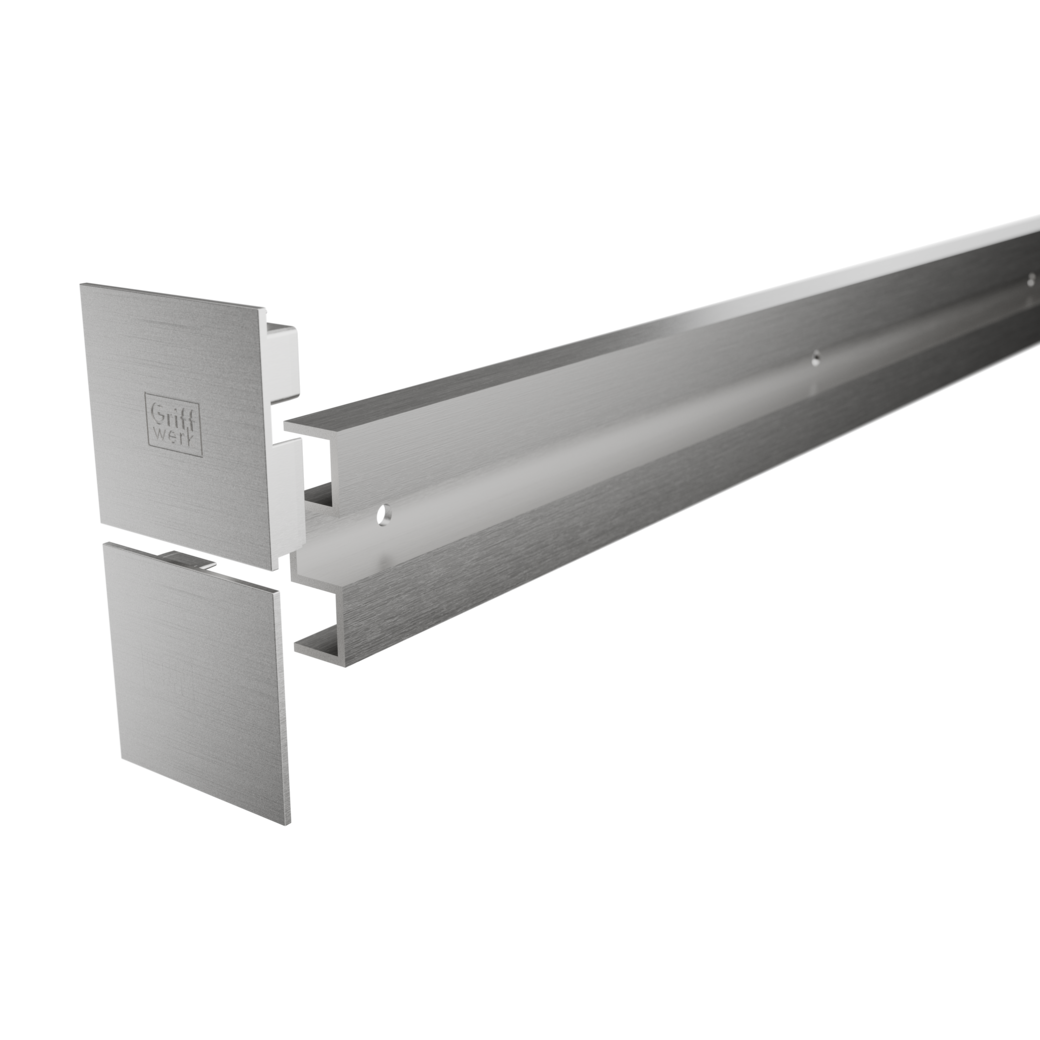 PLANEO X wall distance set 18.5 spacer profile, end caps 4000mm ﻿Satin stainless steel effect﻿/C31