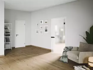 Whole apartment equipped with fittings in cashmere grey With our range you can equip your whole living room with handles in your desired colour.