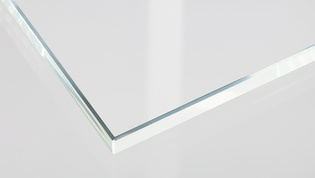 The illustration shows a glass detail of the Clarity 510 decor made of tempered safety glass TSG in white glass PURE WHITE.