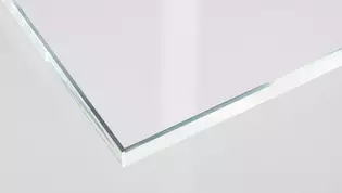 La ilustración muestra un detalle de cristal de la decoración Clarity 510 de cristal templado de seguridad en cristal blanco BLANCO PURO.