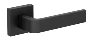 Isolated product image in the right-turned angle shows the GRIFFWERK rose set square GRAPH in the version mortice lock - graphite black - screw on technique