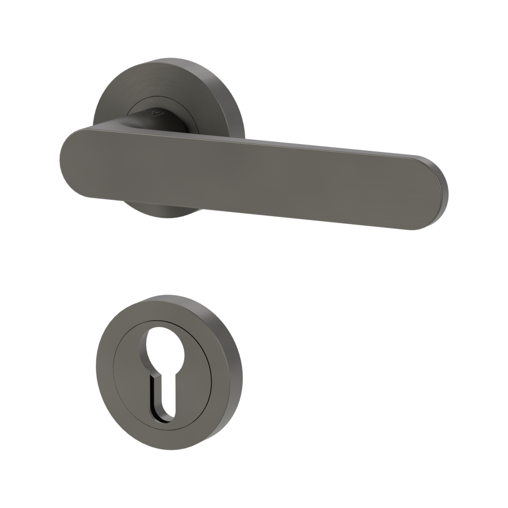 door handle set AVUS screw on cl4 rose set round euro profile cashmere grey