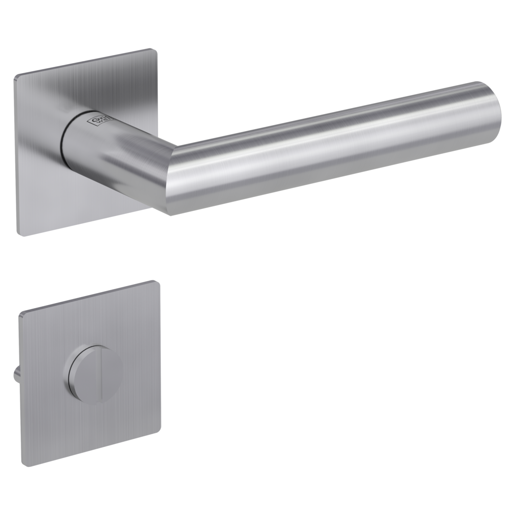 door handle set LUCIA PIATTA S QUATTRO flat rose rose set square wc brushed steel