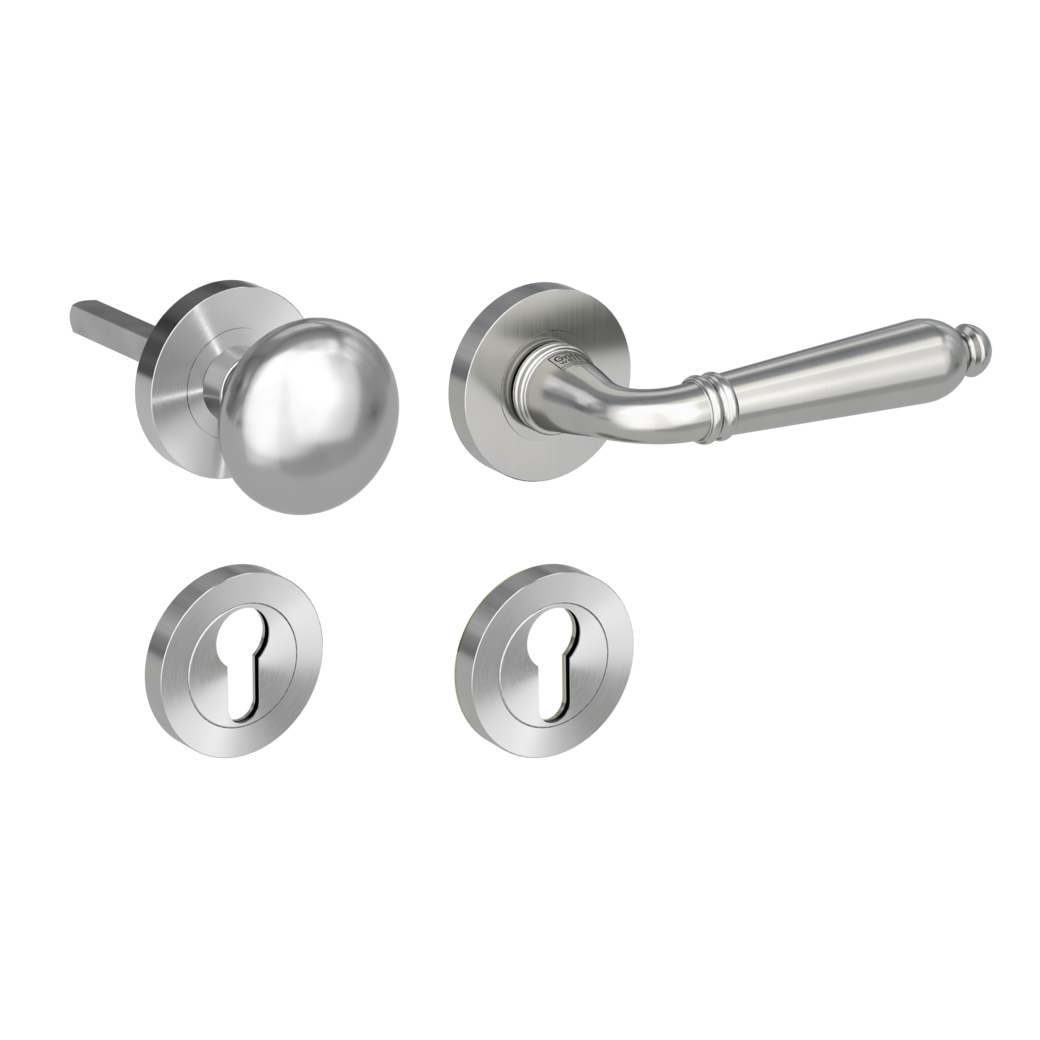 knob handle rose set CAROLA screw on cl4 rose set round knob R21 velvety grey R
