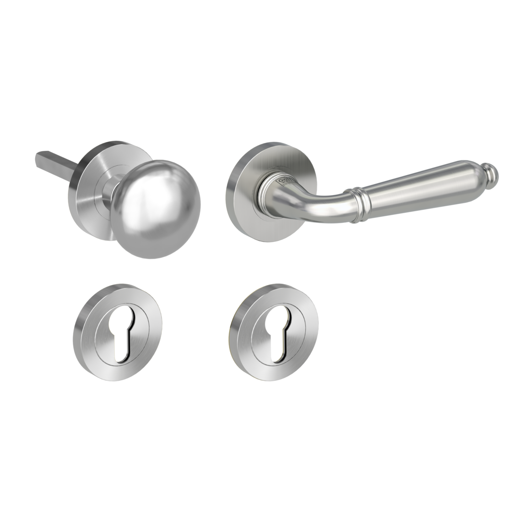 CAROLA alternate set Screw-on system GK4 round escutcheons Knob R21 velvet grey R