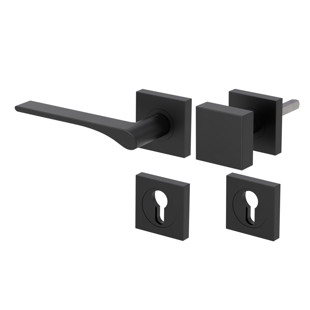 LEAF LIGHT alternate set Screw-on sys.GK4 straight-edged escut. Knob SQUARE 34-45mm graphite black L