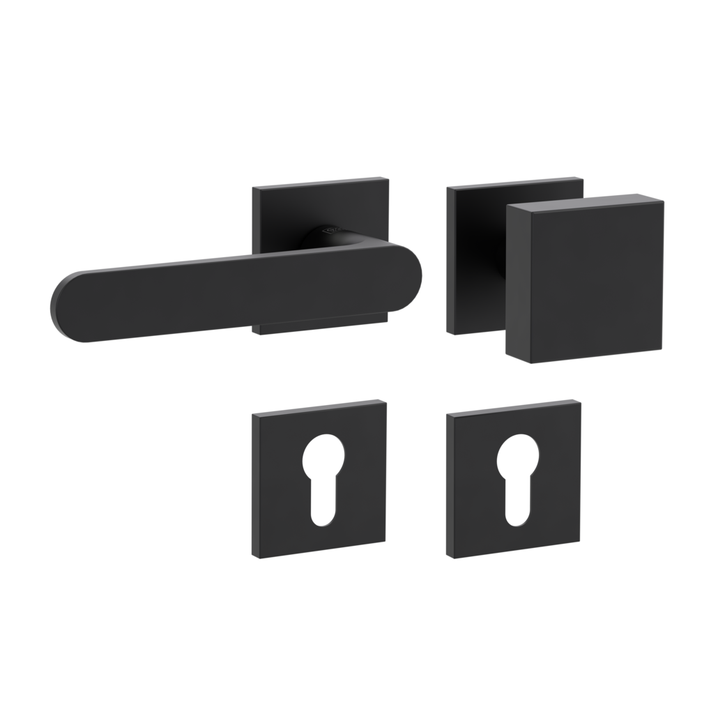 Wechselgarnitur VAYA 291 AVUS Fast2Fix  Rosetten eckig Knopf SQUARE Graphitschwarz L