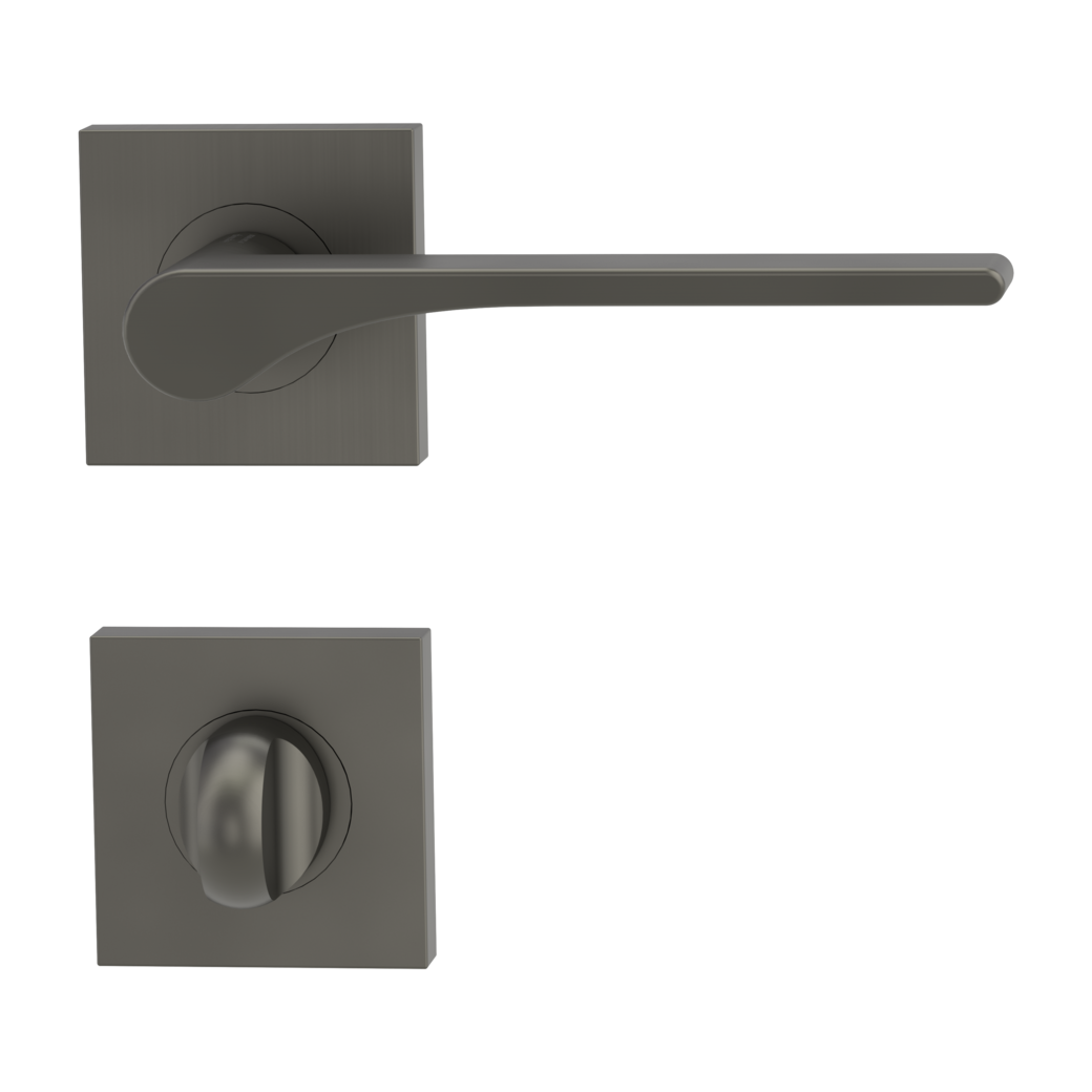 LEAF LIGHT door handle set Screw-on sys.GK4 straight-edged escut. WC cashmere grey