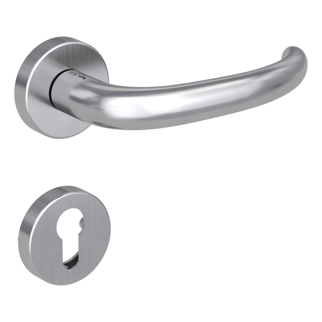 ULMER GRIFF door handle set Clip-on system panic round escutcheons Satin stainless steel profile cylinder