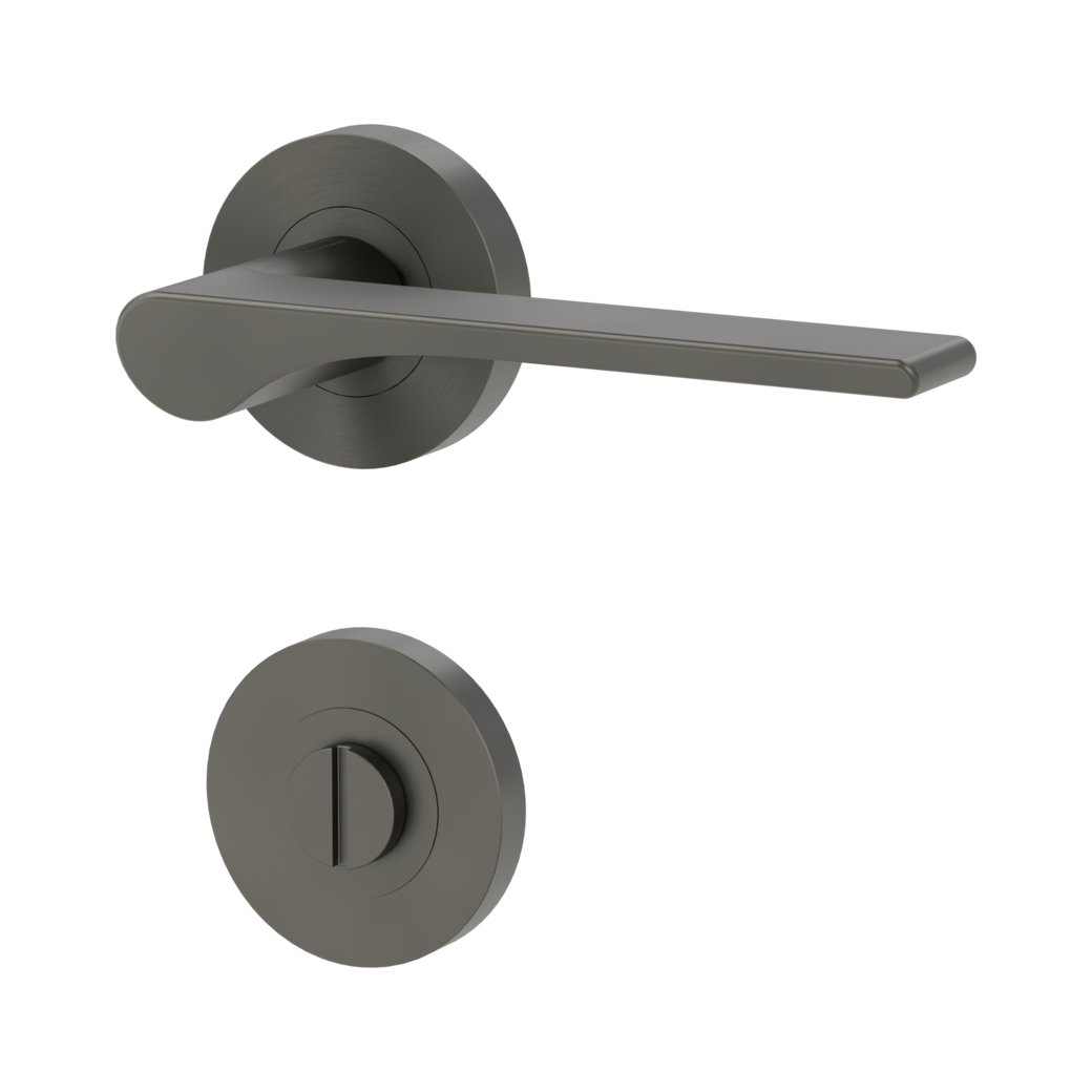 LEAF LIGHT door handle set Screw-on system GK4 round escutcheons WC cashmere grey