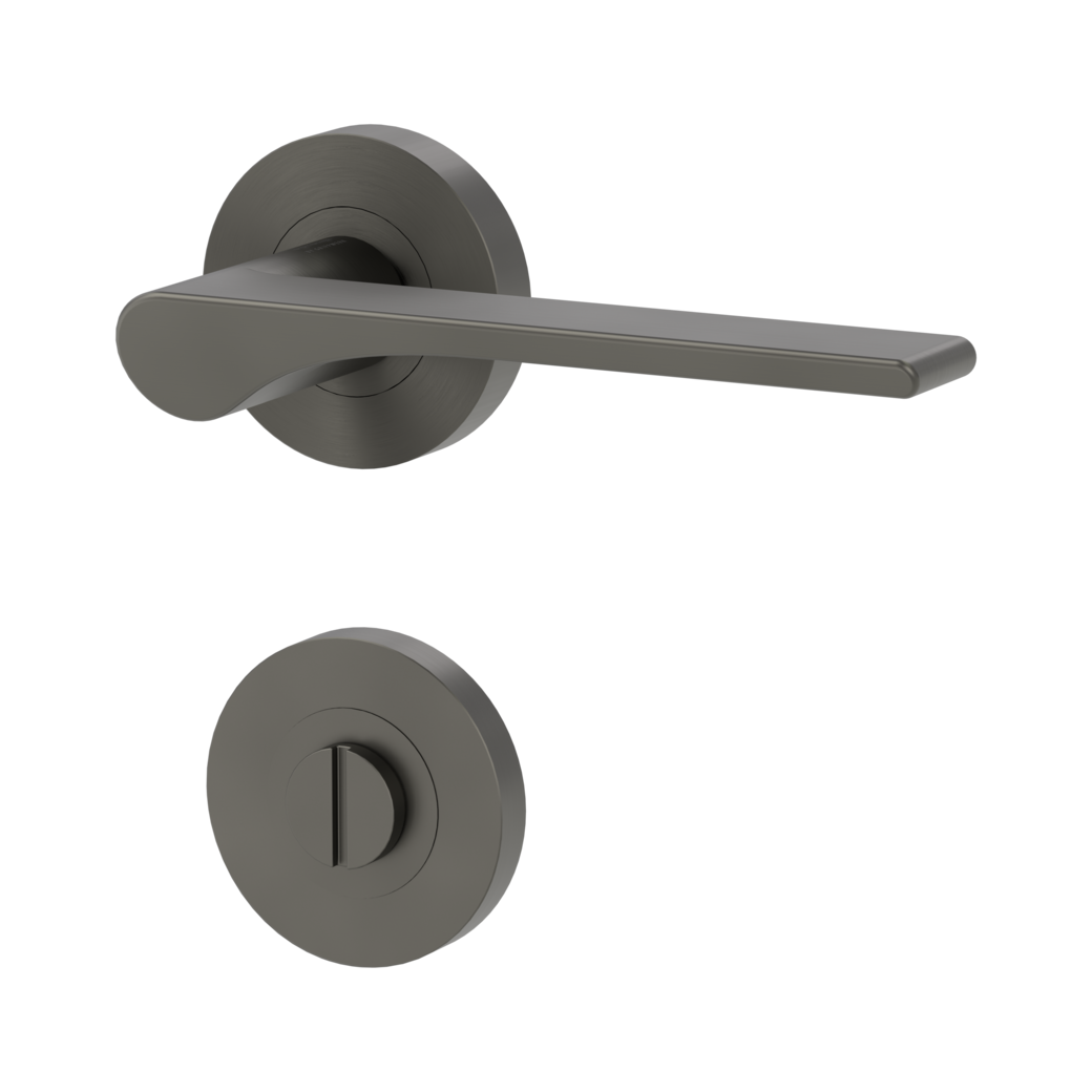 door handle set LEAF LIGHT screw on cl4 rose set round wc cashmere grey