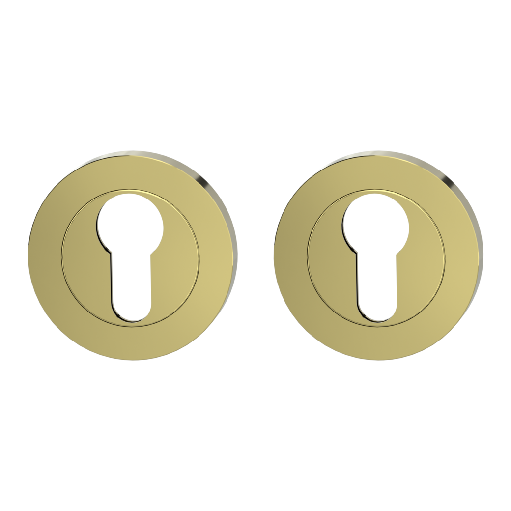 Pair of escutcheons zinc round profile cylinder Screw-on system brass effect