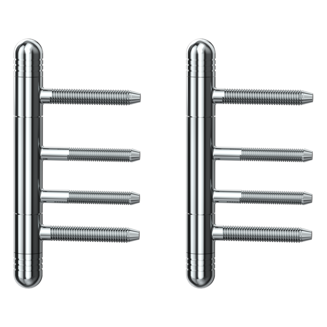 AXUM 9303 pair of hing.incl.frame parts rebated doors 3-pc. Chrome effect wooden frame