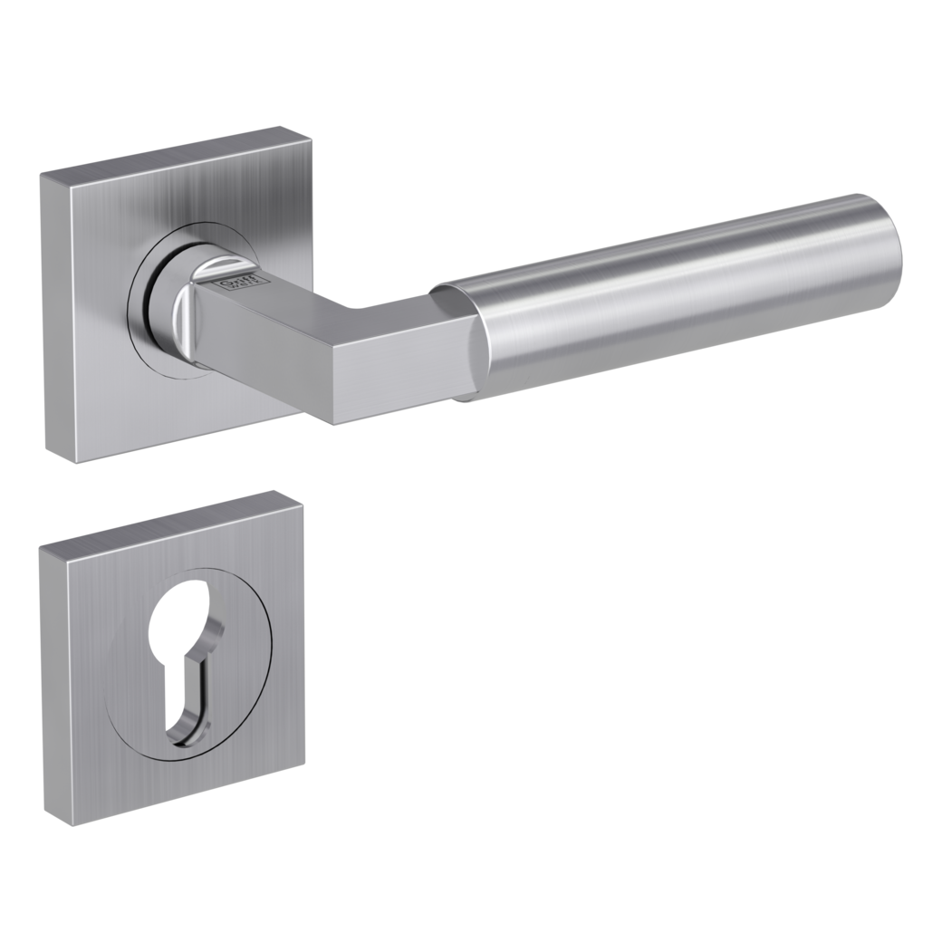 door handle set METRICO PROF screw on cl4 rose set square euro profile brushed steel