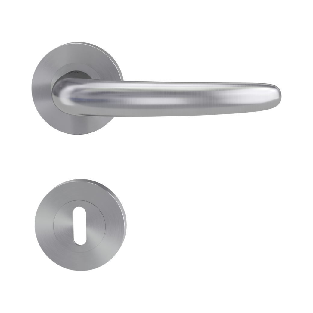 door handle set ULMER GRIFF PROF screw on cl4 rose set round mortice lock brushed steel