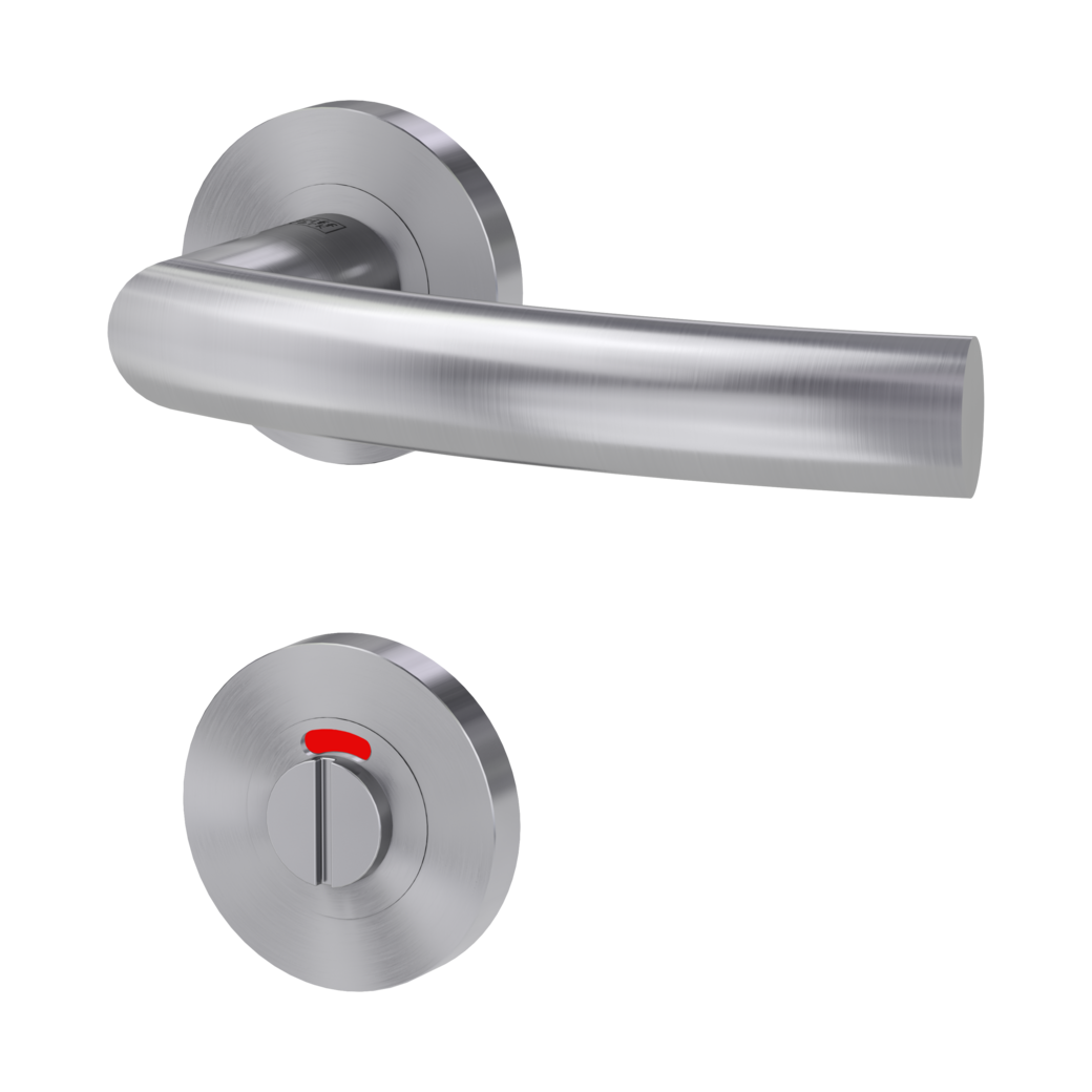 door handle set LORITA PROF screw on cl4 rose set round wc red/white brushed steel