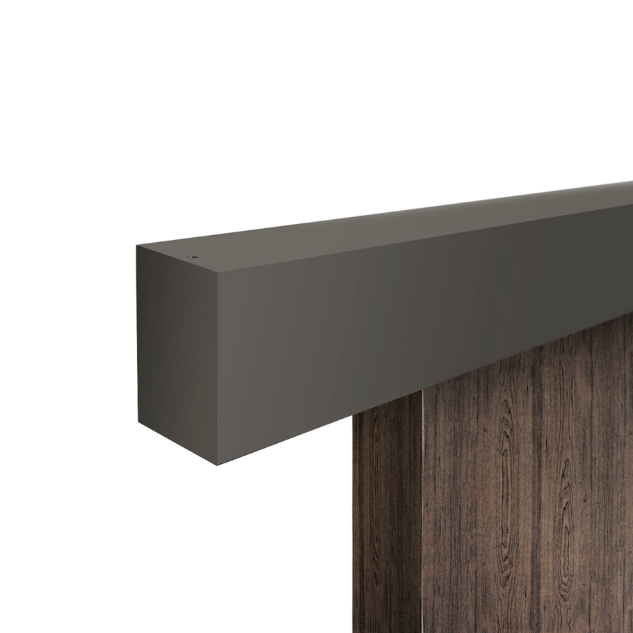 Silhouette product image in perfect product view shows the Griffwerk sliding system PLANEO 120 for wooden door, 1-leaf, cashmere grey